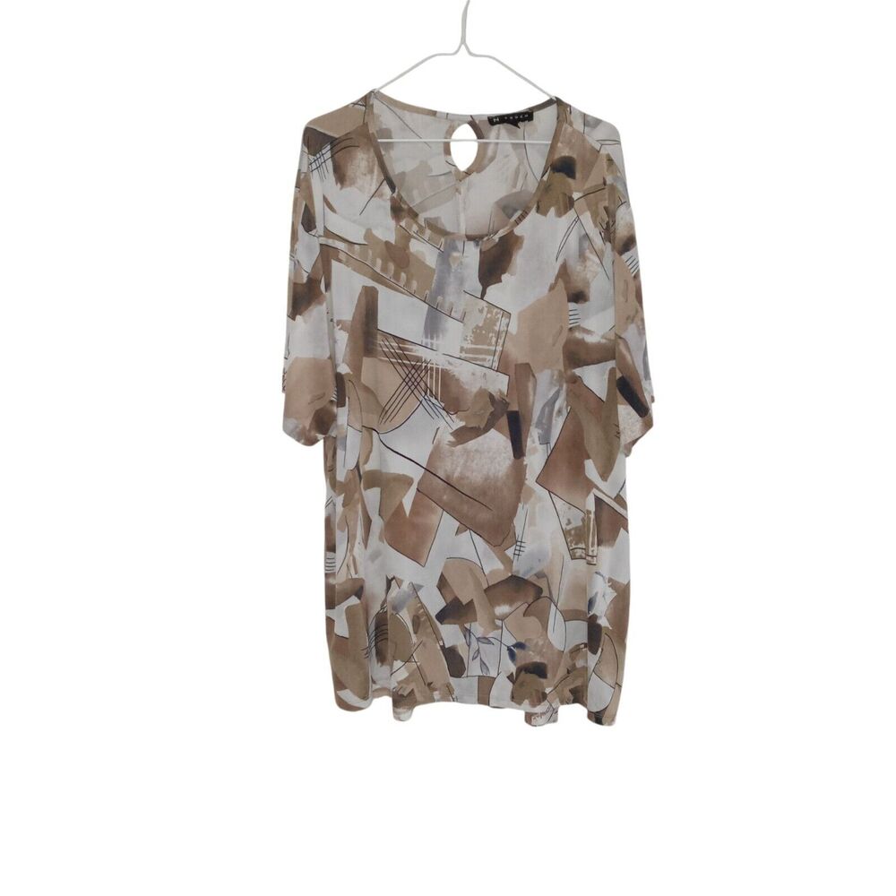 N Touch Tunic Top Women's Size 3X Large 3/4 Sleeve Multicolor Crew Neck